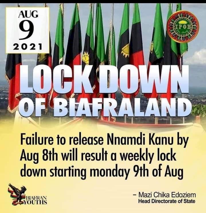 TOTAL COMPLIANCE TO STAY AT HOME ORDER BY THE INDIGENOUS PEOPLE OF BIAFRA