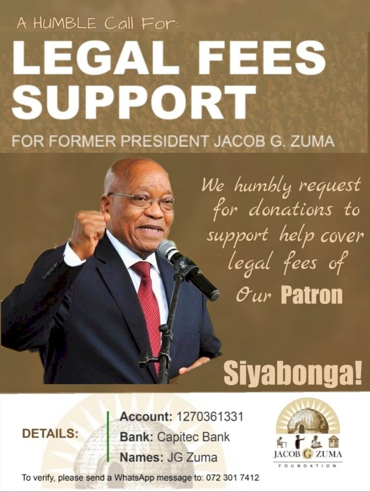 JACOB ZUMA SEEK PUBLIC DONATIONS TO FUND LEGAL FEE